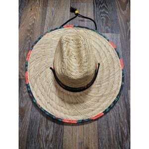 Bayside Distribution Straw Sun Hat Wide Brim Tropical Hibiscus Floral Lifeguard